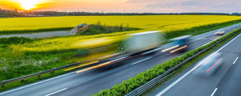 Highway with trucks